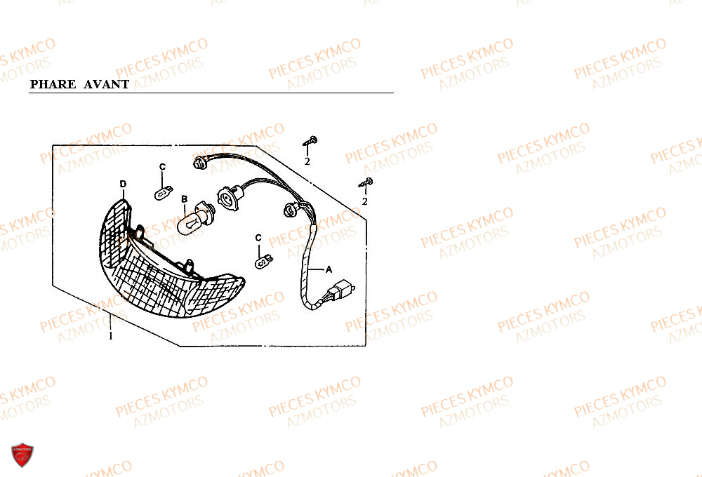 Phare Avant KYMCO Pieces ZX12 - SUPER FEVER 50cc 2T (SC10AC/SC10AW)