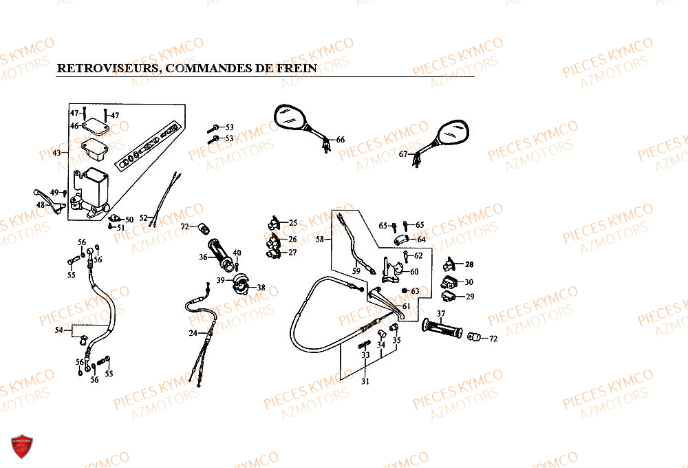RETROVISEUR KYMCO Pièces Scooter  ZX12 - SUPER FEVER 50cc 2T 