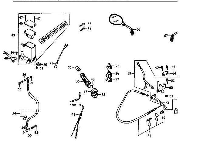 RETROVISEURS   COMMANDES DE FREIN AZMOTORS ZX12 50 2T