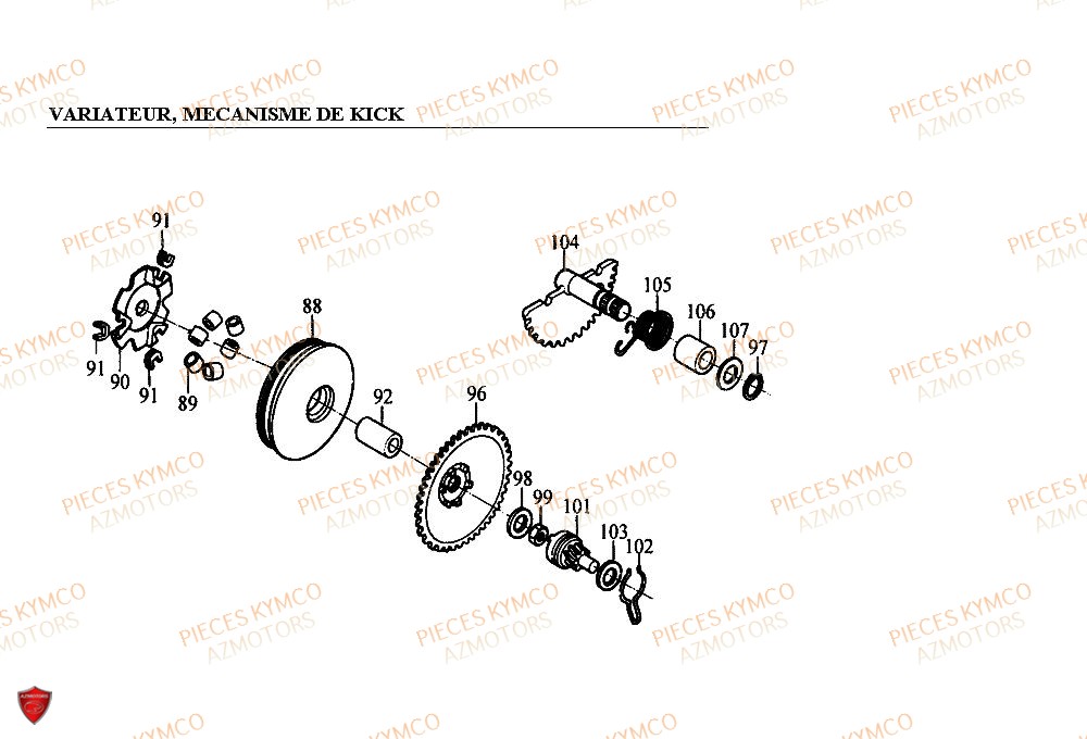 VARIATEUR KYMCO Pièces Scooter  ZX12 - SUPER FEVER 50cc 2T 