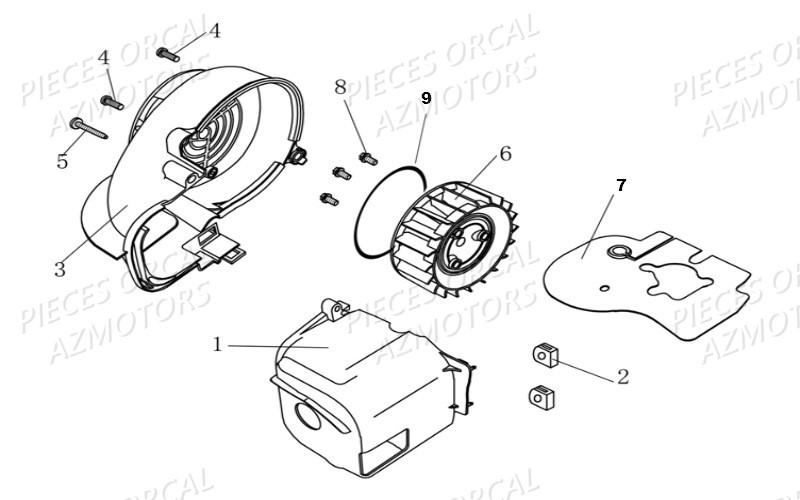Capot Cylindre Isca ORCAL Pièces Orcal ISCA 2 50cc 2 temps