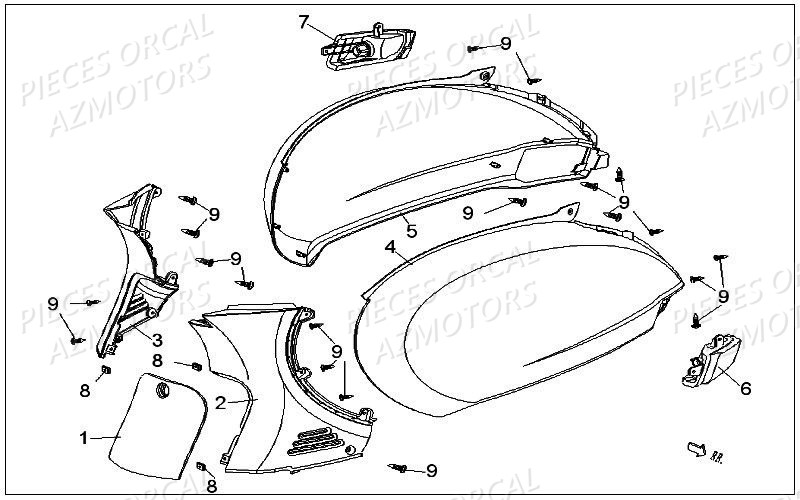 Coque Arriere Isca ORCAL Pièces Orcal ISCA 2 50cc 2 temps