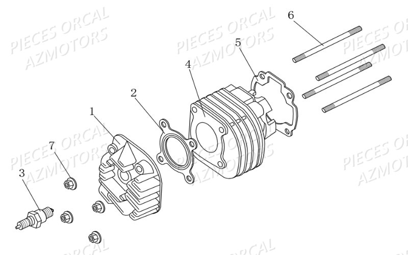 Culasse Isca ORCAL Pièces Orcal ISCA 2 50cc 2 temps