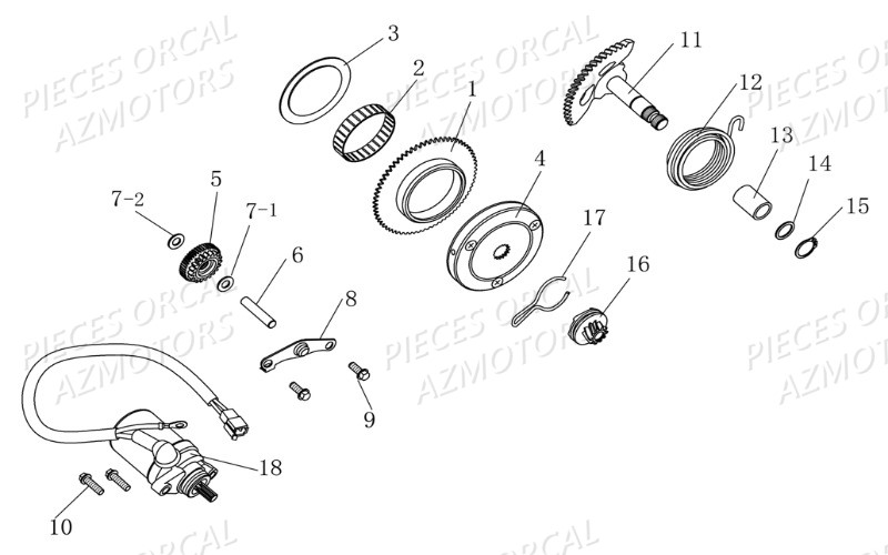 Demarreur Isca ORCAL Pièces Orcal ISCA 2 50cc 2 temps
