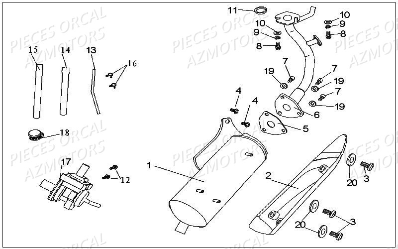 Echappement Isca ORCAL Pièces Orcal ISCA 2 50cc 2 temps