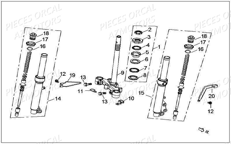 Fourche Te De Fourche Isca ORCAL Pièces Orcal ISCA 2 50cc 2 temps
