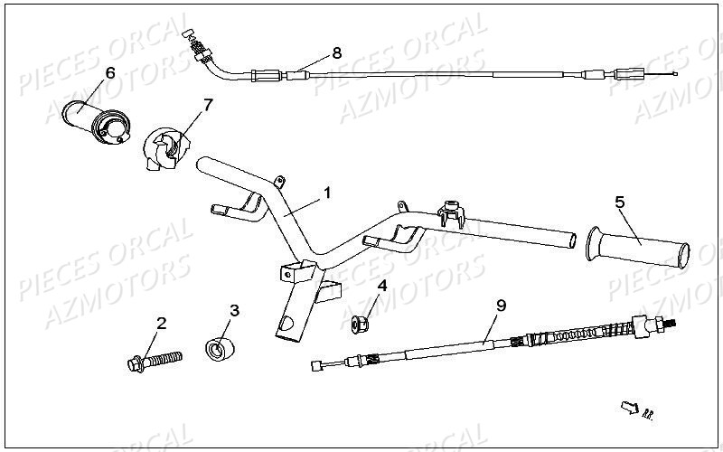 Guidon Isca 50 2t ORCAL Pièces Orcal ISCA 2 50cc 2 temps
