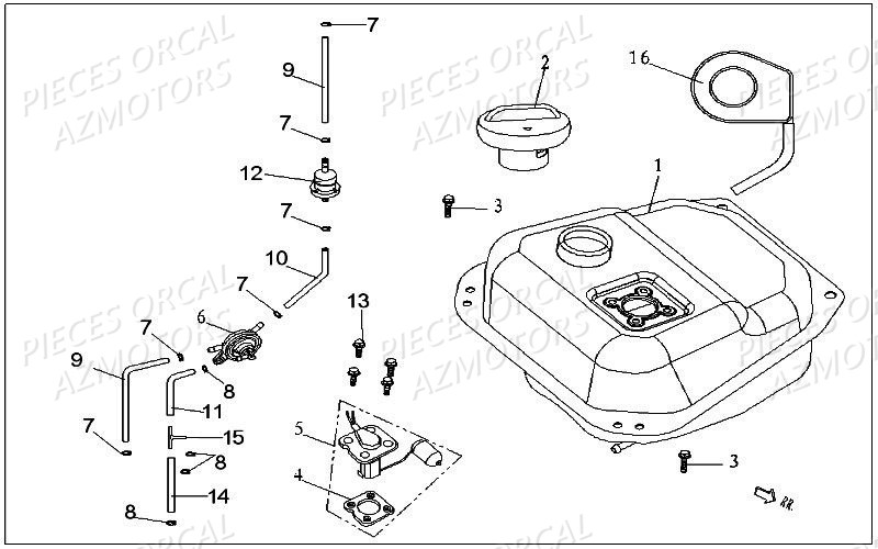 Reservoir Isca 50 2t ORCAL Pièces Orcal ISCA 2 50cc 2 temps