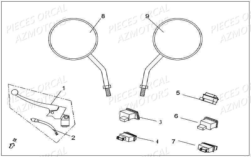 Retroviseurs Isca 2t ORCAL Pièces Orcal ISCA 2 50cc 2 temps