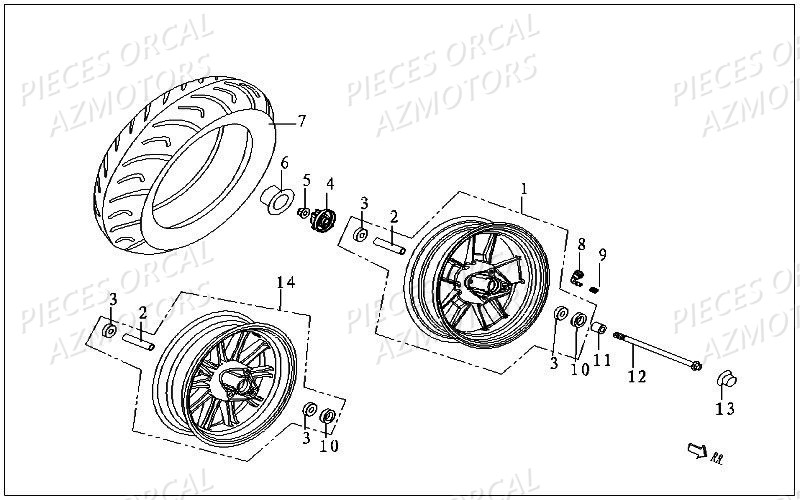 Roue Avant Isca ORCAL Pièces Orcal ISCA 2 50cc 2 temps
