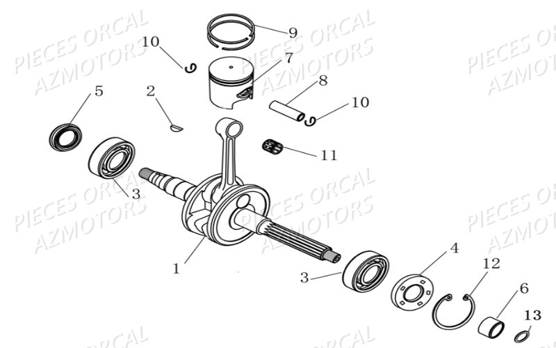 Vilebrequin Isca ORCAL Pièces Orcal ISCA 2 50cc 2 temps